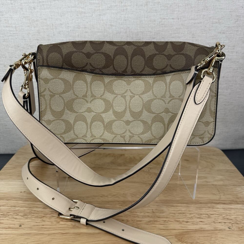COACH MORGAN SHOULDER BAG IN BLOCKED SIGNATURE CANVAS CH506 Light Khaki Brown - Picture 4 of 10